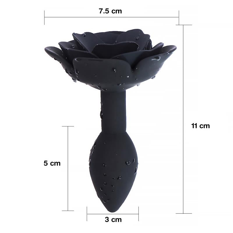 Rose Silicone Butt Plug Black