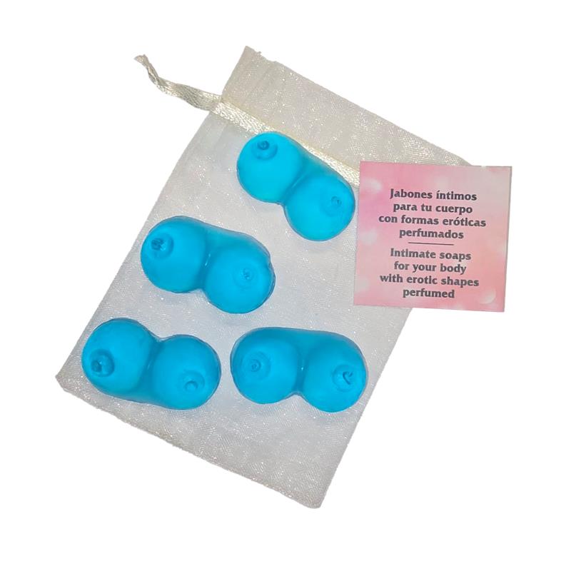 Set of 4 Scented Mini Soaps in the Shape of a Blue Breast