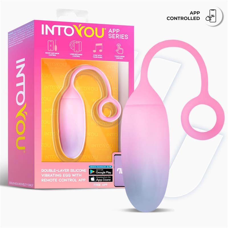 Vibrating Egg with APP Double Layer Silicone Blue Pink