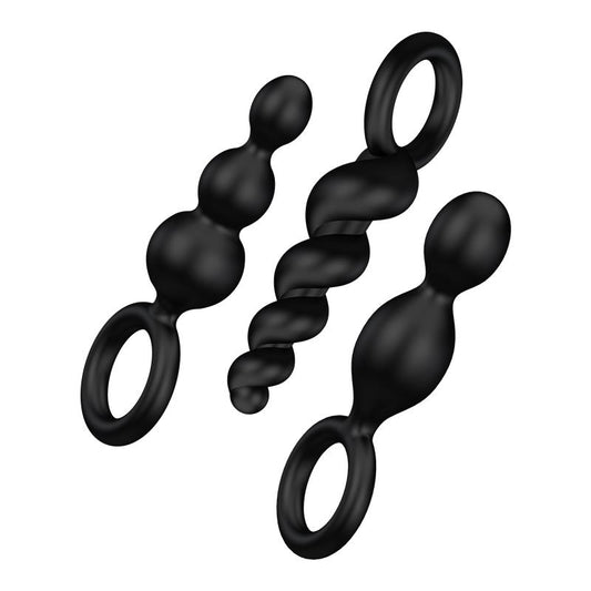 Pack of 3 Plugs Silicone Black