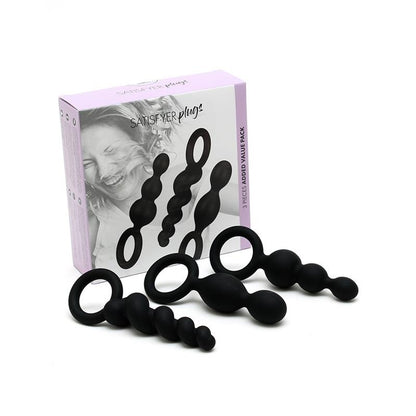 Pack of 3 Plugs Silicone Black