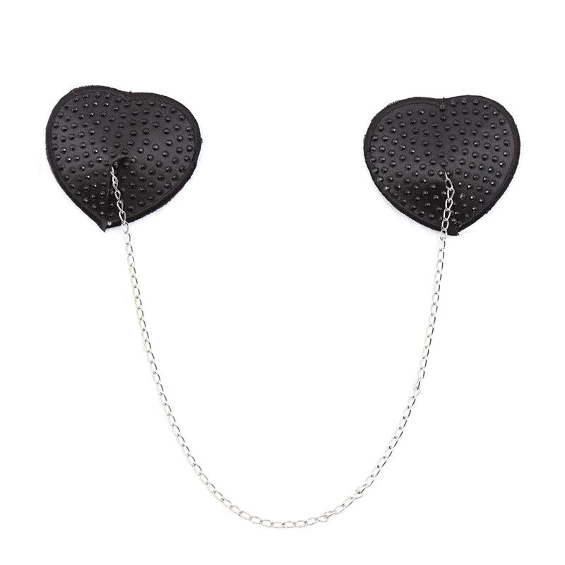 Nipple Covers with Metal Chain Black