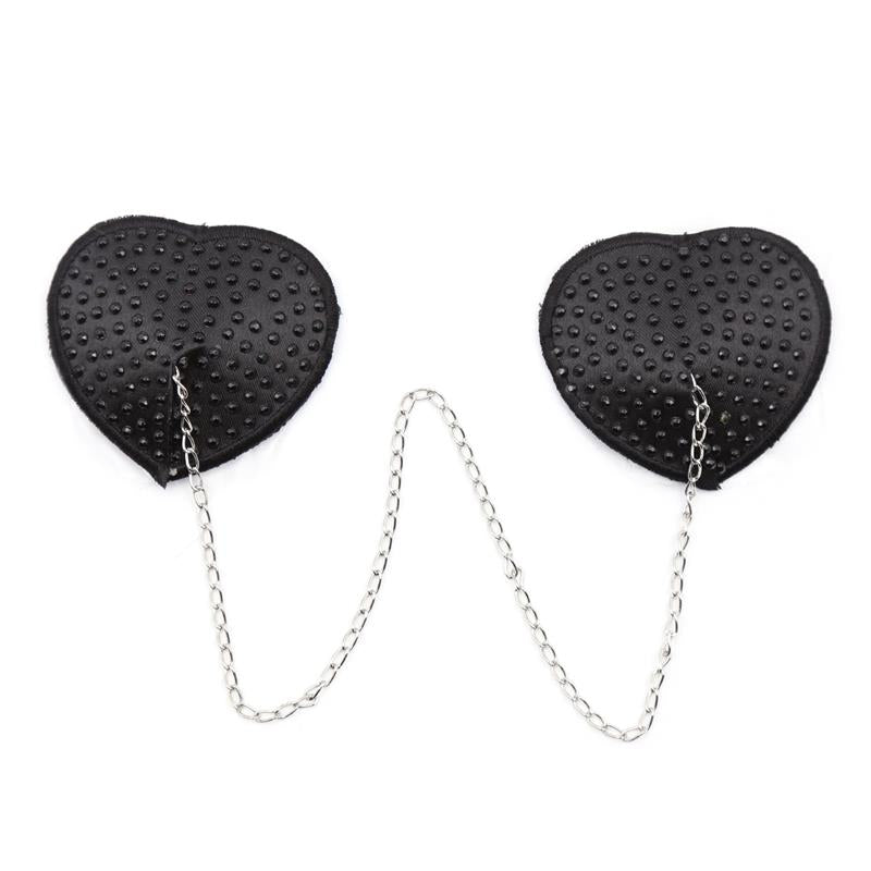 Nipple Covers with Metal Chain Black